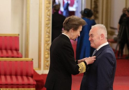 Mr. Paul Alger from London is made an MBE (Member of the Order of the British Empire) by the Princess Royal at Buckingham Palace. Jonathan Brady/PA Wire