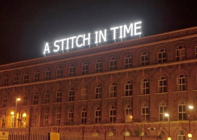 The Rosemount Factory in Derry with A Stitch in Time installation