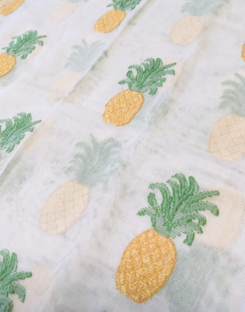 MYB Textiles : Pineapple design : MYB Textiles have started getting ready for exhibiting at Proposte 2022 in April with this tropical pineapple design just off the loom.