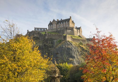 Edinburgh Castle in Autumn seen from Princes Street Gardens