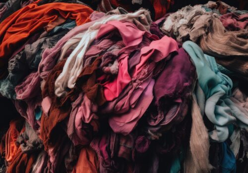 fast-fashion textile waste being recycled into new Adobe stock
