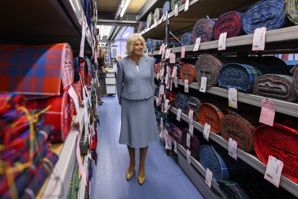 King Charles and Camillia visit Lochcarron Tartan, Selkirk, Scottish Borders