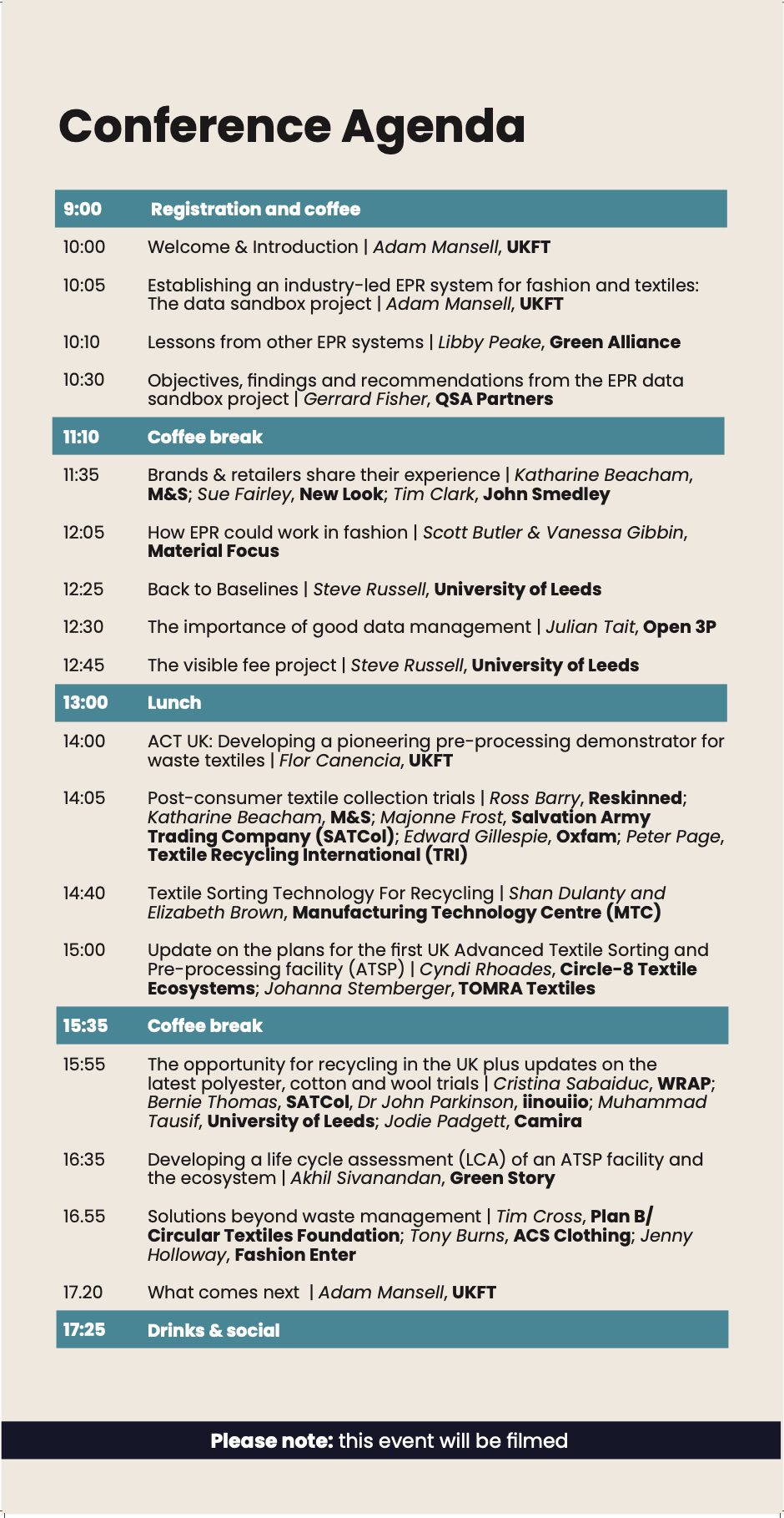 UKFT Sustainability conference 2024 programme