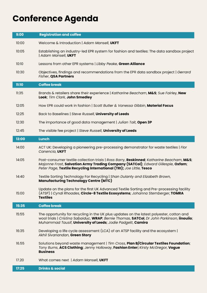 UKFT Sustainability Conference 2024 agenda